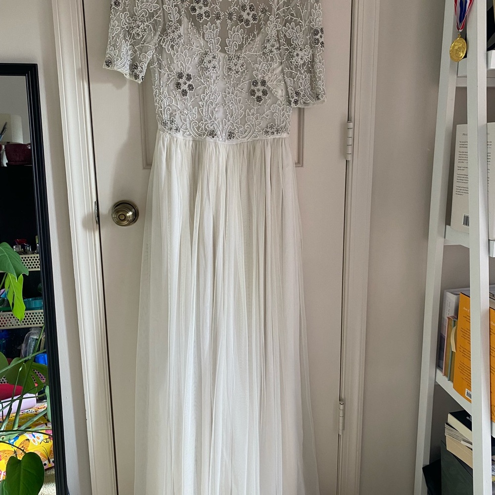 NWT White Beaded Gown